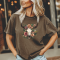 Boho Floral Cow Skull Graphic Tee